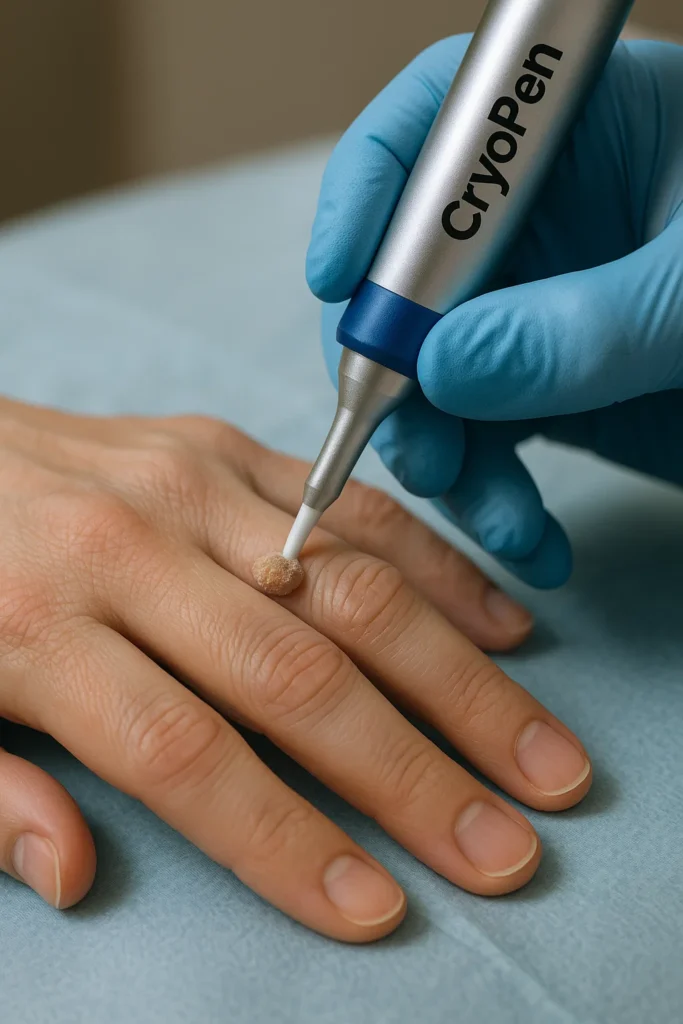 example of cryopen wart removal Swadlincote treatment on a persons finger