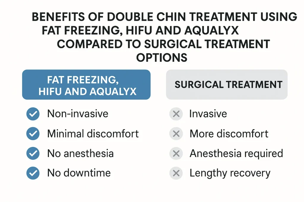 Graphic about the benefits of double chin treatment Swadlincote - from LA LIPO