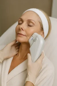 Woman receiving HIFU non surgical facelift treatment Swadlincote