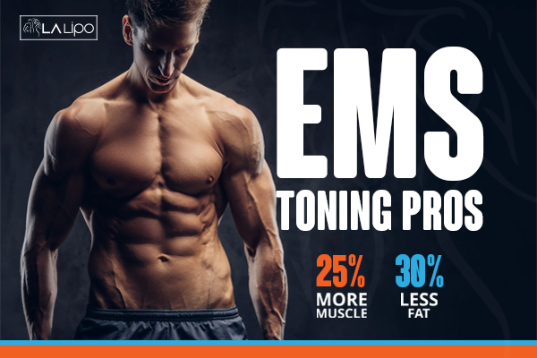 Graphic of man with toned body showing the benefits of LA-EMS Body Sculpting Swadlincote treatment
